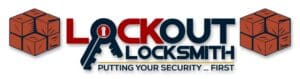 Lockout Locksmith brand logo with key symbol representing professional locksmith and lock security services