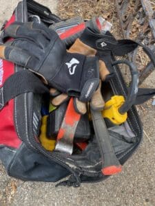 locksmith tools bag with equipment used for lock repair and emergency locksmith service